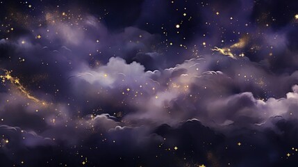 Fototapeta premium A painting of a night sky with clouds and stars