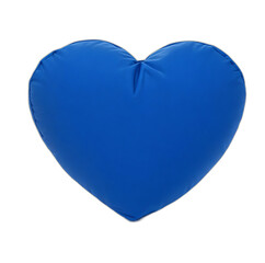 A blue heart shaped pillow isolated on plain white background from Generative AI
