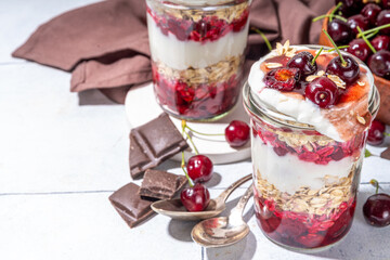 Overnight cherry oatmeal in jar