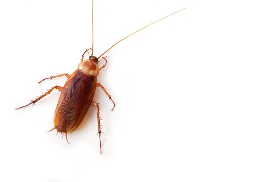 Top view a dead cockroach isolated on a white background