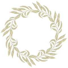 Wreath  Greenery Leaf clipart color pencil style