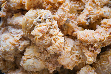 a pile of delicious homemade crispy fried chicken arranged randomly