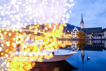 christmas lights in Zurich at night