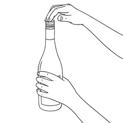 hand holding a bottle of wine