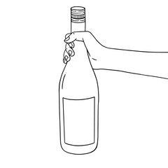 hand holding a bottle of wine