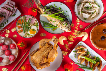 Chinese lunar New Year dinner table