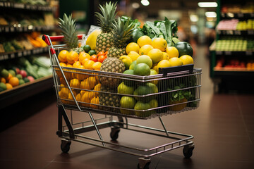 Concept photo of a full cart of vegetables