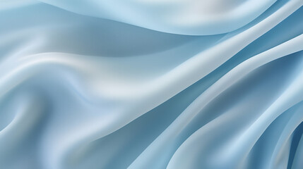 Obraz premium Blue shiny satin silk swirl wave background banner - Abstract textile fabric material, backdrop texture for product display or text