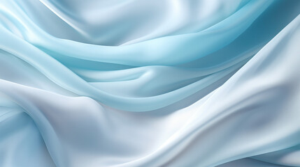 Fototapeta premium Rumpled blue satin fabric, close-up