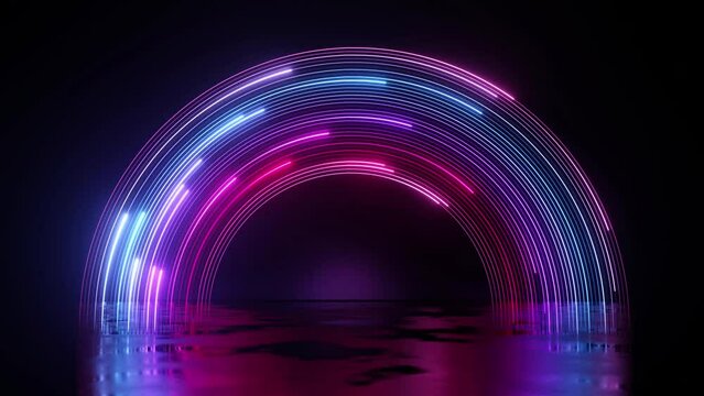 circle neon multi colours on ground floor.