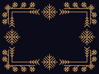 Fototapeta na wymiar Art deco frame with snowflakes. Vintage linear border. Style of the 1920s and 1930s. Christmas frame design a template for invitations, leaflets and greeting cards. Vector illustration