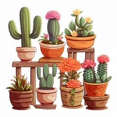 Meubelstickers Cactus in pot Home plants cactus in pots