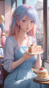 girl eating cake