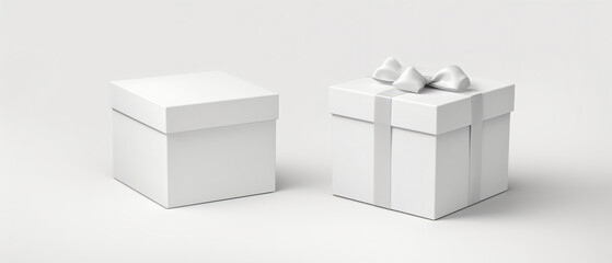 White opened and closed square folding gift box mock