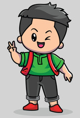 cartoon illustration of a boy in uniform