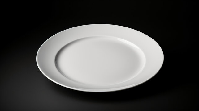 White plate on black background