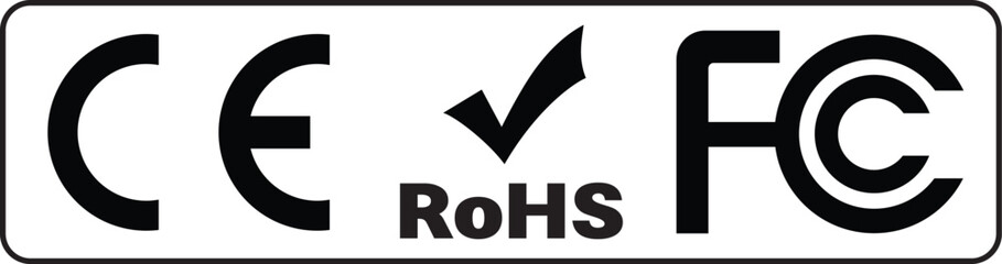 Sign of recycling or Industrial certificate standard safety logo CE, RoHS, FC.
