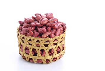 Dried red beans on a white background