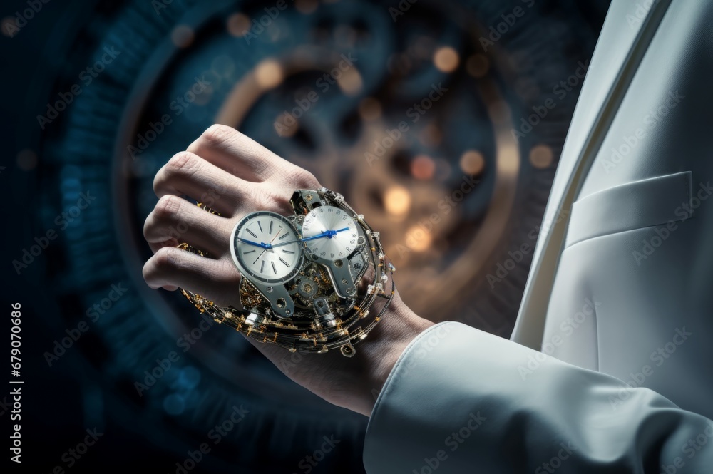 Poster robotic process automation. futuristic digital automated production technology. generate ai