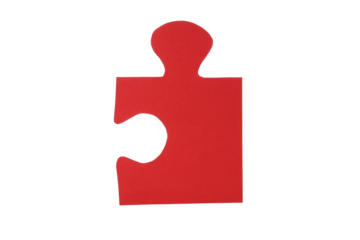 PNG, One red puzzle, isolated on white background