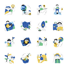 Fototapeta premium Pack of Map Hand Drawn Illustrations