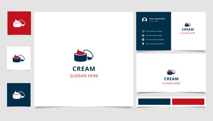 Cream logo design with editable slogan. Branding book and business card template.