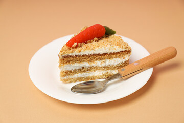 Tasty and delicious food concept - carrot cake