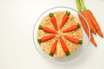 Tasty and delicious food concept - carrot cake