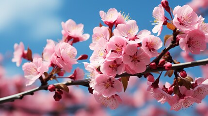 Pink Almond Tree Bloom Over Blue, HD, Background Wallpaper, Desktop Wallpaper
