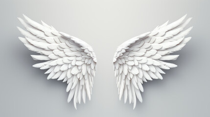 Obraz premium Angel wings on gray background.