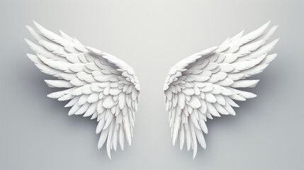 Angel wings on gray background.