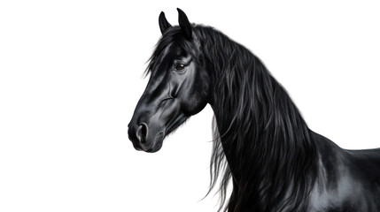 Obraz na płótnie Canvas Close-up Arabian black horse on the transparent background