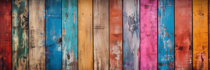 Old grungy colorful wood background