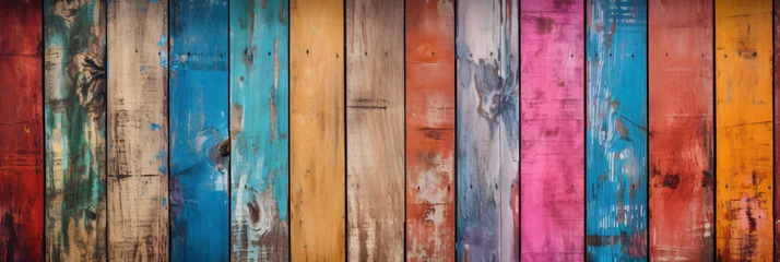 Foto op Plexiglas Old grungy colorful wood background © Roses