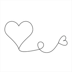 Continuous one line art drawing heart shape vector illustration of minimalist outline love concept