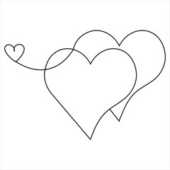 Continuous one line art drawing heart shape vector illustration of minimalist outline love concept