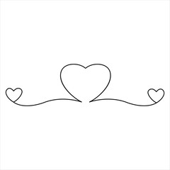 Continuous single line drawing heart valentine's day love isolated  hand drawn vector illustration