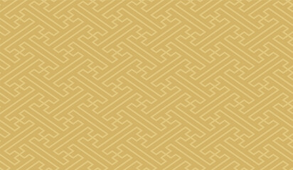 紗綾形のシームレスパターン背景、日本の伝統的紋様、金色