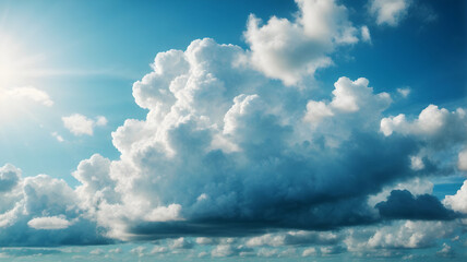 Dramatic blue sunny sky with clouds background