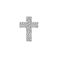 Christian cross with abstract texture. Religion concept illustration isolated on white background