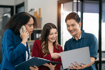 Business people creative talking discussion ideas at home office.