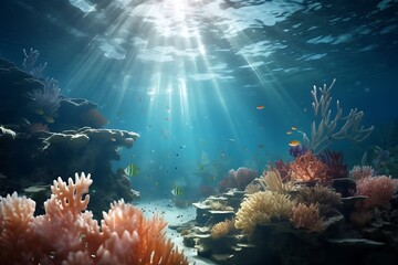 Fototapeta na wymiar Oceanic Wonders: Exploring Undersea Marine Life, Beneath the Waves: A Glimpse into Undersea Marine World, Aquatic Symphony: Marvels of Undersea Marine Life.