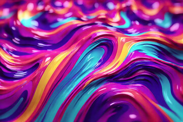 Obraz premium Abstract fluid iridescent holographic neon curved wave in motion colorful background