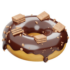 Chocolate Wafer Donut2 3D Icon