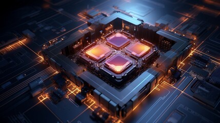 a digital representation of a CPU's inner workings and data flow.