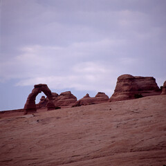 Delicate Arch and cloudy sky