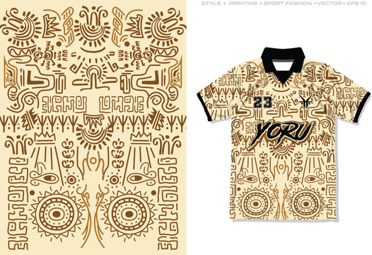 Sublimation jersey design mayan drawing pattern illustration abstract style fashion illustration logo element icon sign symbol ancient
