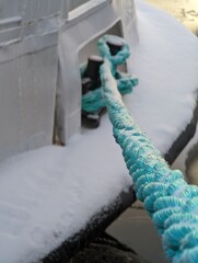 Artic Winter Port Ship Ropes. High quality photo