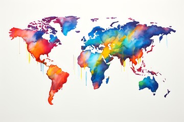 world map watercolor.world map with splashes. Creative world map