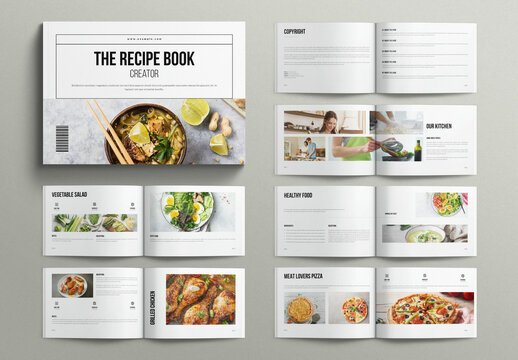 Recipe Book Creator Template Cookbook Design Layout Landscape